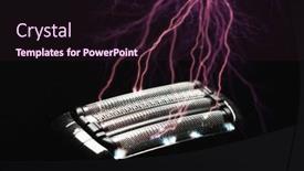  Presentation with strikes - PPT theme featuring electric-shaver-head-with-electrical and a wine colored foreground