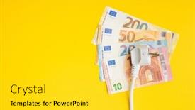  Presentation with euro - Presentation theme having electric-socket-and-euro background and a yellow colored foreground