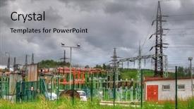  Presentation with electric utility - Audience pleasing presentation theme consisting of electric station backdrop and a light gray colored foreground