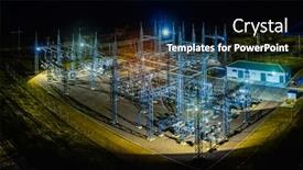  Presentation with transformation - Amazing slide deck having electric-substation-for-electricity-generation backdrop and a black colored foreground