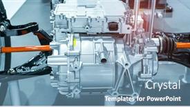  Presentation with electric car - Audience pleasing theme consisting of electric-system-of-eco-car backdrop and a teal colored foreground