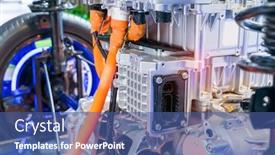  Presentation with electric car - Amazing presentation design having electric-system-of-eco-car backdrop and a ocean colored foreground