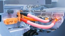  Presentation with automotive - Audience pleasing slides consisting of electric-system-of-eco-car backdrop and a light blue colored foreground