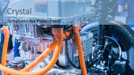  Presentation with electric car - Theme with electric-system-of-eco-car background and a light blue colored foreground