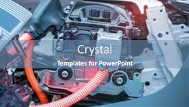  Presentation with electric car - Amazing PPT theme having electric-system-of-eco-car backdrop and a teal colored foreground