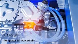  Presentation with electric car - Amazing slide deck having electric-system-of-eco-car backdrop and a light blue colored foreground