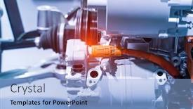  Presentation with automotive - Slides having electric-system-of-eco-car background and a light blue colored foreground