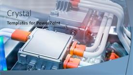  Presentation with electric car - PPT theme featuring electric-system-of-eco-car background and a light blue colored foreground