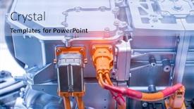  Presentation with electric car - Presentation theme consisting of electric-system-of-eco-car background and a light blue colored foreground