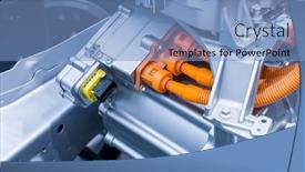  Presentation with electric car - Beautiful presentation theme featuring electric-system-of-eco-car backdrop and a light blue colored foreground