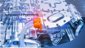 Presentation with engine - Cool new presentation theme with electric-system-of-eco-car backdrop and a light blue colored foreground