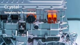  Presentation with electric car - Presentation theme consisting of electric-system-of-eco-car background and a teal colored foreground