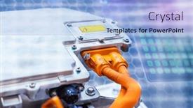  Presentation with automotive - Slide deck having electric-system-of-eco-car background and a light blue colored foreground