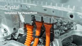  Presentation with automotive - Slide deck consisting of electric-system-of-eco-car background and a gray colored foreground