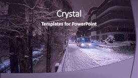  Presentation with electric car - Audience pleasing PPT theme consisting of electric taxi bus on snowy backdrop and a tawny brown colored foreground