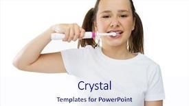  Presentation with healthy lifestyle cute - Beautiful presentation theme featuring electric toothbrush - healthy cute girl brushing her backdrop and a  colored foreground