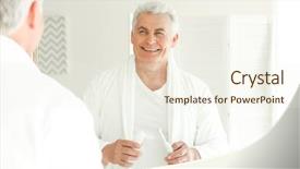  Presentation with at home senior care - Slides having electric toothbrush - senior man cleaning teeth background and a cream colored foreground
