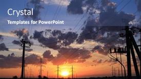  Presentation with electric wires - Audience pleasing PPT layouts consisting of electric-towers-and-wires-silhouettes backdrop and a ocean colored foreground