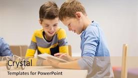  Presentation with education children technology science - Audience pleasing theme consisting of electric toys at robotics school backdrop and a  colored foreground