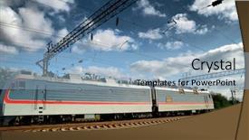  Presentation with electric train - Cool new presentation theme with electric train and electric infrastructure under the dark blue sky backdrop and a light blue colored foreground