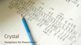  Presentation with power plant - Cool new slide set with electric transformers designs - very detailed technical drawing backdrop and a cream colored foreground