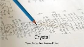  Presentation with power plant - Presentation theme featuring electric transformers designs - very detailed technical drawing background and a light gray colored foreground