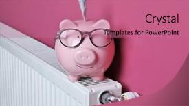  Presentation with electric utility - Cool new PPT theme with electric utility - cute piggy bank with glasses backdrop and a coral colored foreground