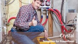  Presentation with handyman - Audience pleasing PPT theme consisting of electric utility - handyman backdrop and a coral colored foreground