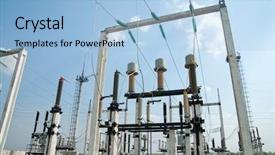  Presentation with high voltage - Cool new PPT theme with electric utility - high-voltage substation with switch backdrop and a light blue colored foreground