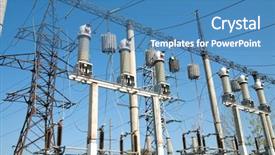  Presentation with high voltage - Cool new PPT theme with electric utility - high-voltage substation with switch backdrop and a teal colored foreground