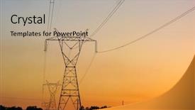  Presentation with high voltage - Amazing PPT theme having electric utility - high voltage transfer lines backdrop and a mint green colored foreground