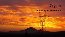  Presentation with high voltage - Colorful PPT theme enhanced with electric utility - high voltage transfer lines backdrop and a red colored foreground