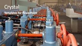  Presentation with steel factory - Slide set consisting of electric utility - machine for welding steel pipes background and a violet colored foreground