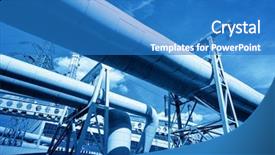  Presentation with electric utility - PPT theme with electric utility - pipes at thermal electic power background and a teal colored foreground