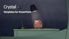  Presentation with electric utility - Audience pleasing PPT theme consisting of electric utility - table with cute piggy bank backdrop and a dark gray colored foreground