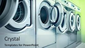  Presentation with machines - Presentation design consisting of electric utility - washing machines background and a light blue colored foreground