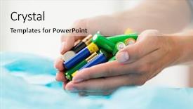  Presentation with recycling - Presentation theme consisting of electric utility - waste recycling reuse garbage disposal background and a sky blue colored foreground