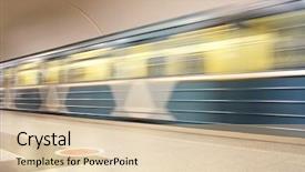  Presentation with electric train - Slides enhanced with electric vehicle - fast motion of metro train background and a  colored foreground