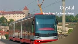  Presentation with tram - PPT theme having electric vehicle - modern fast tram background and a gray colored foreground