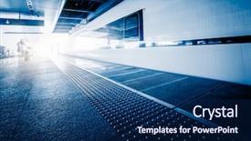  Presentation with electric vehicle - PPT layouts having electric vehicle - speeding train away from railway background and a navy blue colored foreground