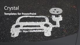  Presentation with electric vehicle - Colorful slide deck enhanced with electric-vehicle-charging-point-sign backdrop and a dark gray colored foreground