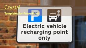  Presentation with electric vehicle - Theme having electric-vehicle-charging-point-sign background and a tawny brown colored foreground