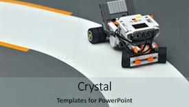  Presentation with robot vehicle - Presentation enhanced with electric vehicle robot on wheels background and a light gray colored foreground