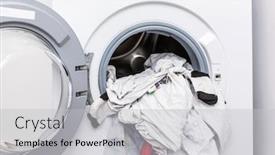  Presentation with laundry room - Amazing presentation theme having electric-washer-with-clothes-inside backdrop and a light gray colored foreground