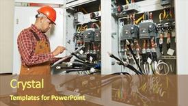  Presentation with fuse - Audience pleasing slide deck consisting of electrical - adult electrician builder engineer worker backdrop and a tawny brown colored foreground