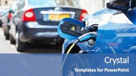  Presentation with power supply - Amazing presentation theme having electrical - altrernative eco energy fuel close backdrop and a ocean colored foreground