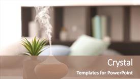  Presentation with electrical - Beautiful PPT layouts featuring electrical - aroma lamp on table backdrop and a coral colored foreground