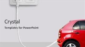  Presentation with electrical car - Audience pleasing presentation design consisting of electrical - car on a white background backdrop and a light gray colored foreground
