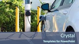  Presentation with electric car - Presentation theme featuring electrical - electric car charging in california background and a ocean colored foreground