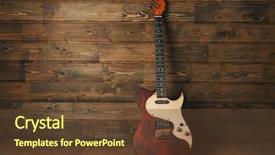  Presentation with electric guitar - Cool new slide deck with electrical - electric guitar on wooden background backdrop and a tawny brown colored foreground